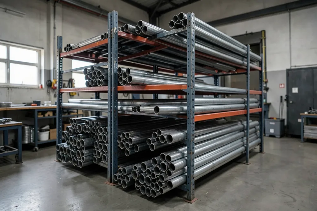 Illustration : Rayonnage Industriel pour Stockage de Produits Tubulaires en Bretagne